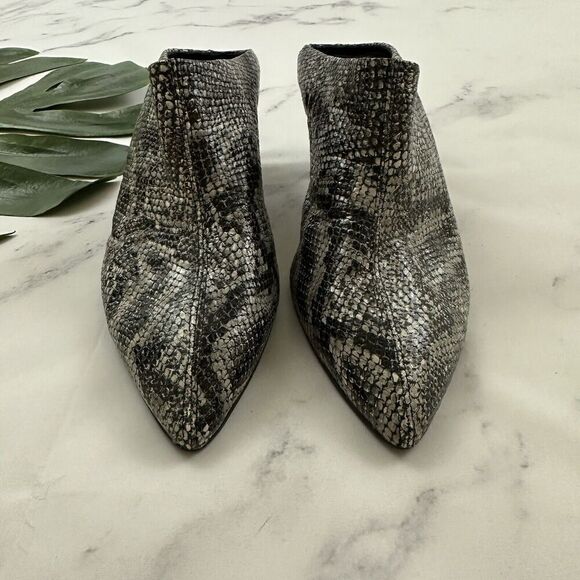 AGL Womens Mule Booties Heels Size 42 11 Black Gray Snakeskin Leather Point Toe - Picture 3 of 7